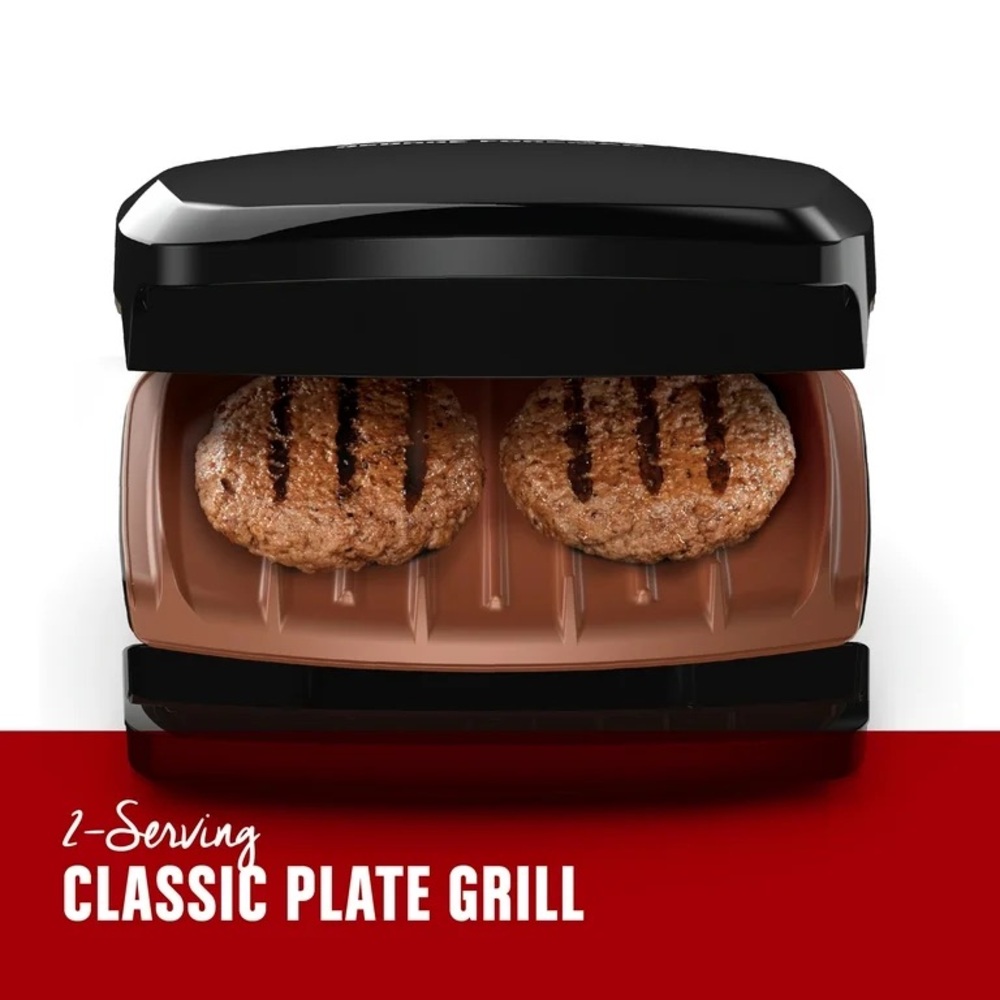 NIB George Foreman 2-Serving Copper Classic Plate Grill, Electric Indoor Grill - Picture 2 of 14